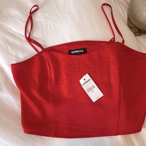 Express NWT Red Satin Cropped Top Never Worn! Size XS